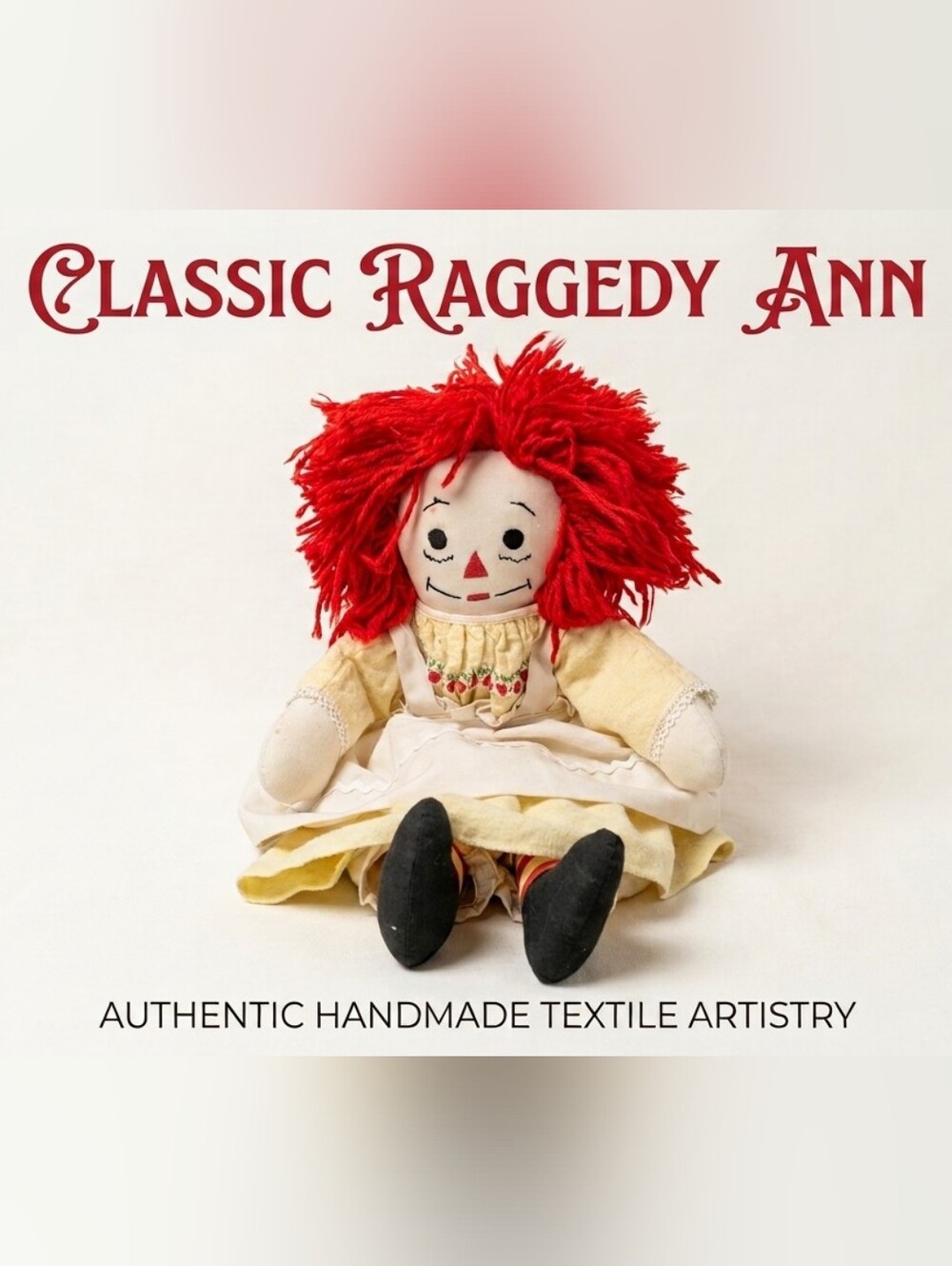 Vintage Handmade Raggedy Ann Cloth Rag Doll – 21"
